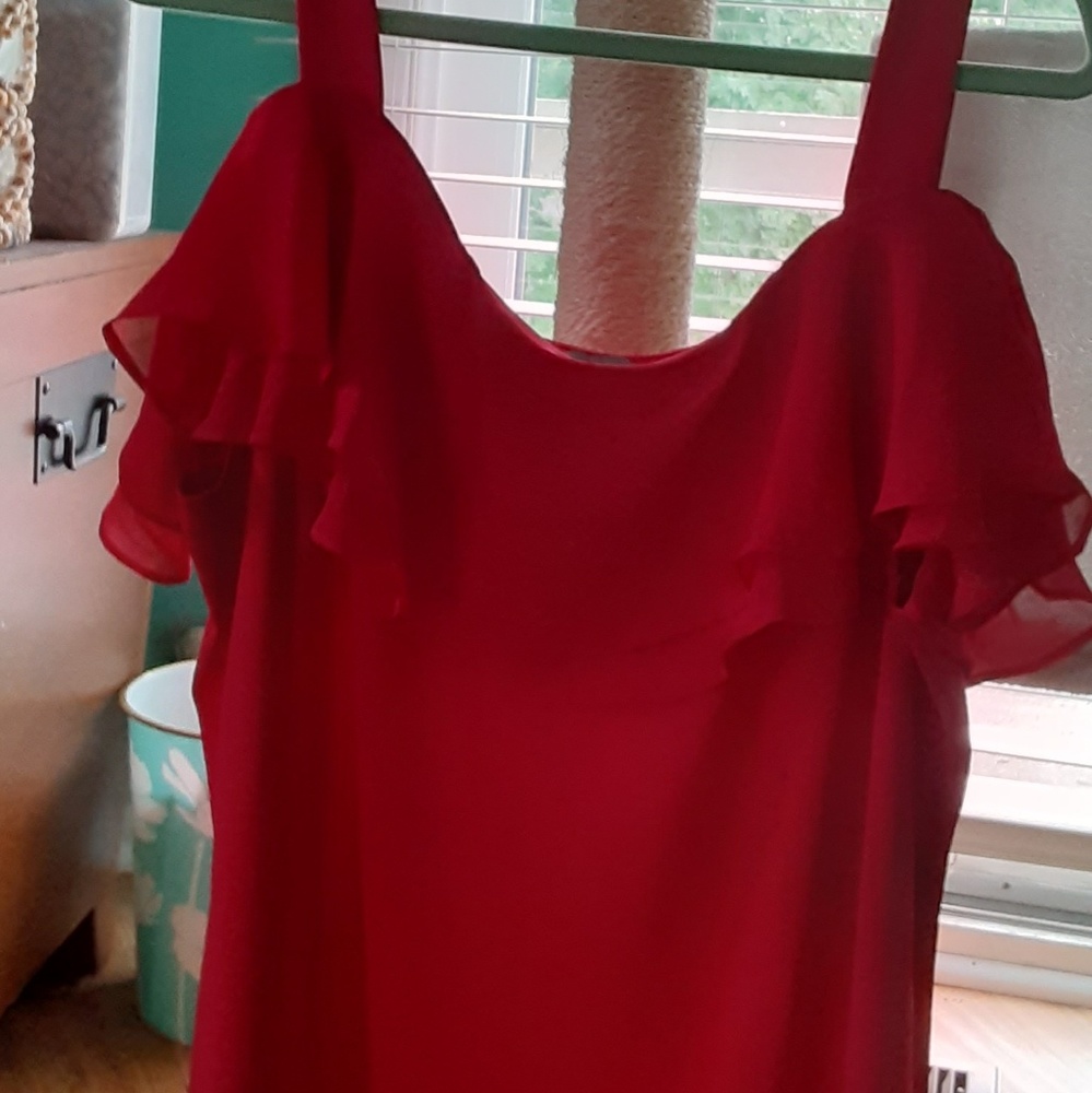 Women's strap top on lipstick red